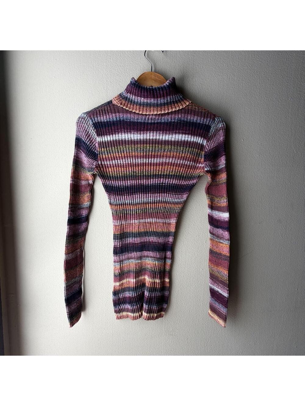 Ruff Hewn Multicolor Striped Ribbed Turtleneck • S 🍂